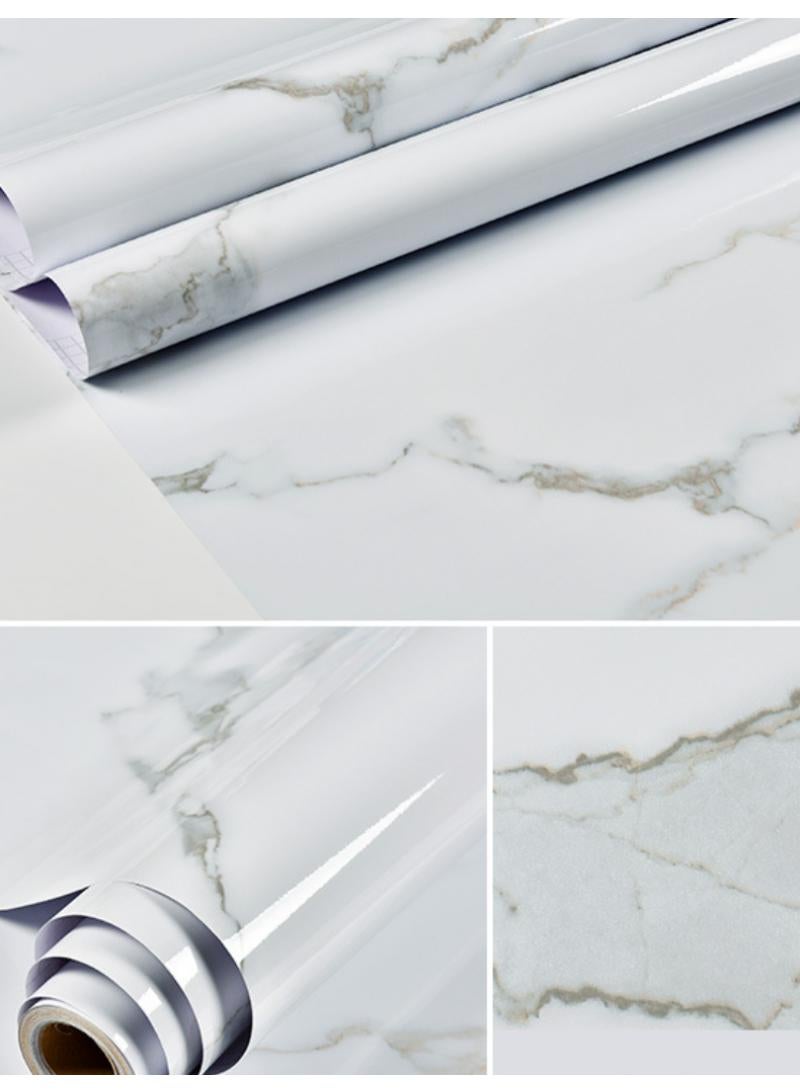 Bluejw Marbling Paper 40X500cm Self-Adhesive Wallpaper Waterproof Gloss Pvc Vinyl Oil Proof Granite Paper For Furniture Cover Surface Countertop Kitchen Shelf Liner - Image 2