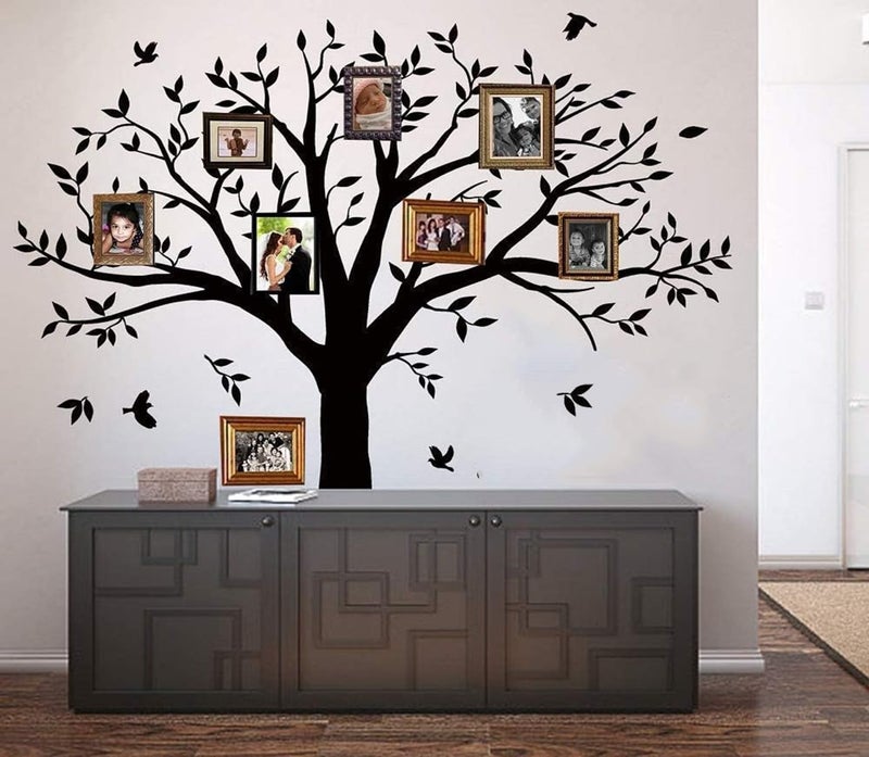 MAFENT Family Tree Wall Decal Quote- Family Like Branches On A Tree Lettering Tree Wall Sticker for Bedroom Decoration (Black) - Image 1