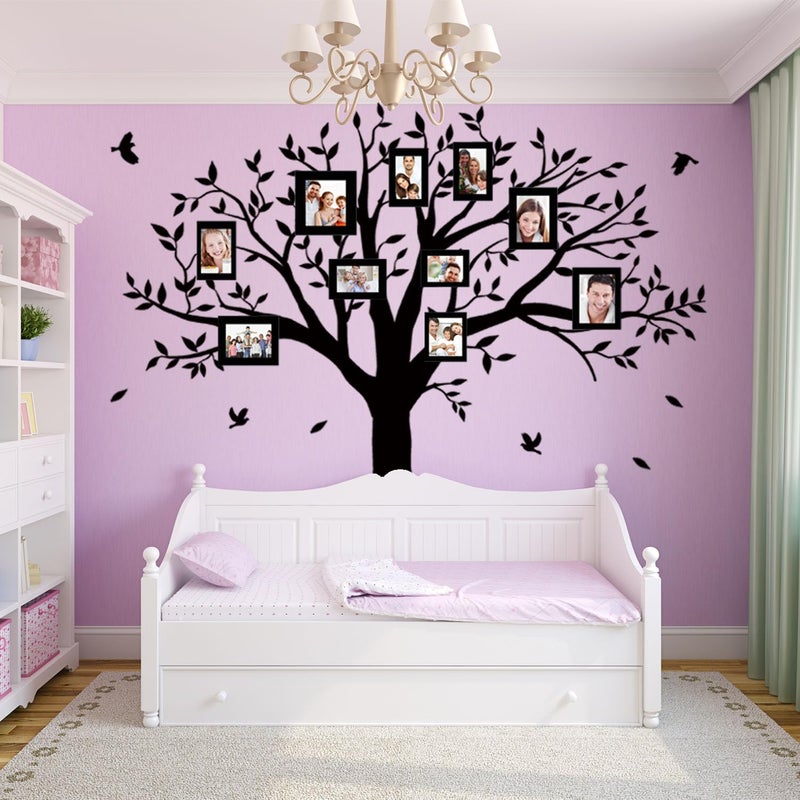 MAFENT Family Tree Wall Decal Quote- Family Like Branches On A Tree Lettering Tree Wall Sticker for Bedroom Decoration (Black) - Image 4