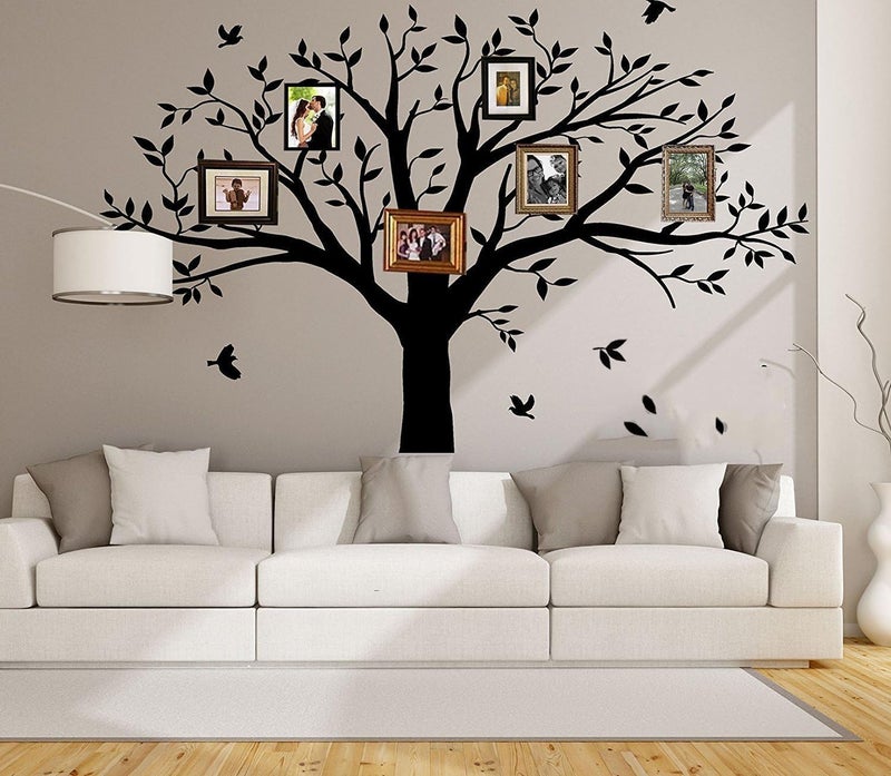 MAFENT Family Tree Wall Decal Quote- Family Like Branches On A Tree Lettering Tree Wall Sticker for Bedroom Decoration (Black) - Image 2