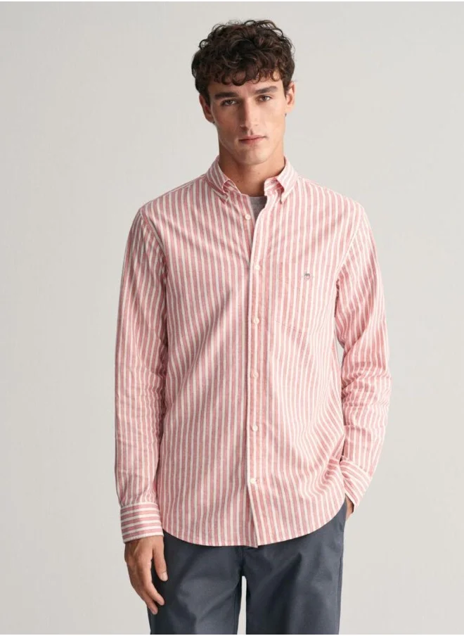 GANT Gant Regular Fit Striped Cotton Linen Shirt