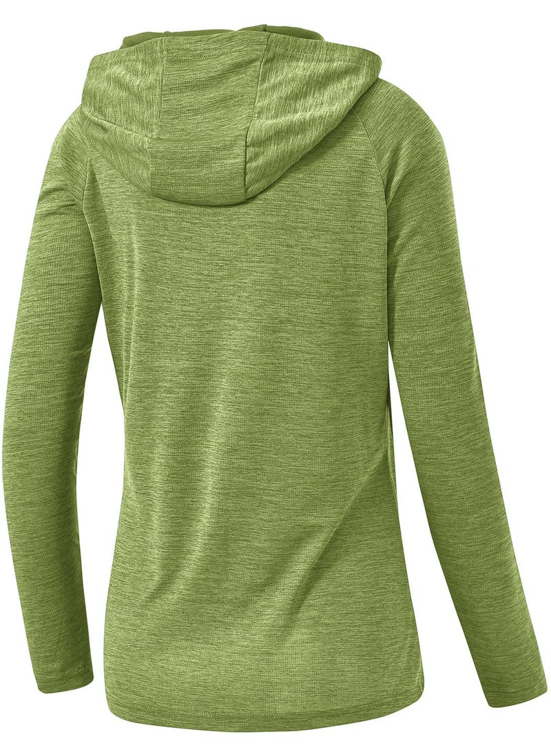 TBMPOY Womens UPF 50+ Sun Protection Hoodie Shirt Long Sleeve Fishing Hiking Outdoor UV Shirt Lightweight Fruit Green M - Image 2