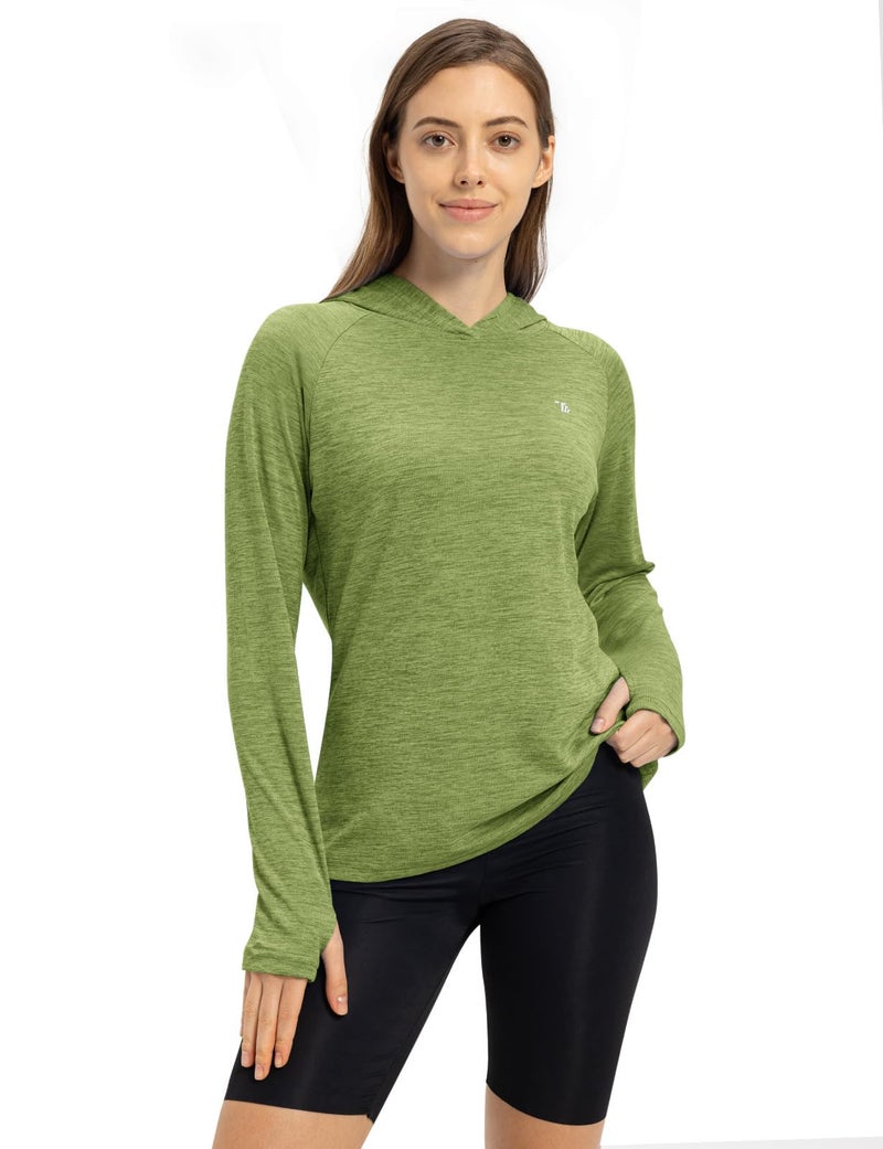 TBMPOY Womens UPF 50+ Sun Protection Hoodie Shirt Long Sleeve Fishing Hiking Outdoor UV Shirt Lightweight Fruit Green M - Image 5