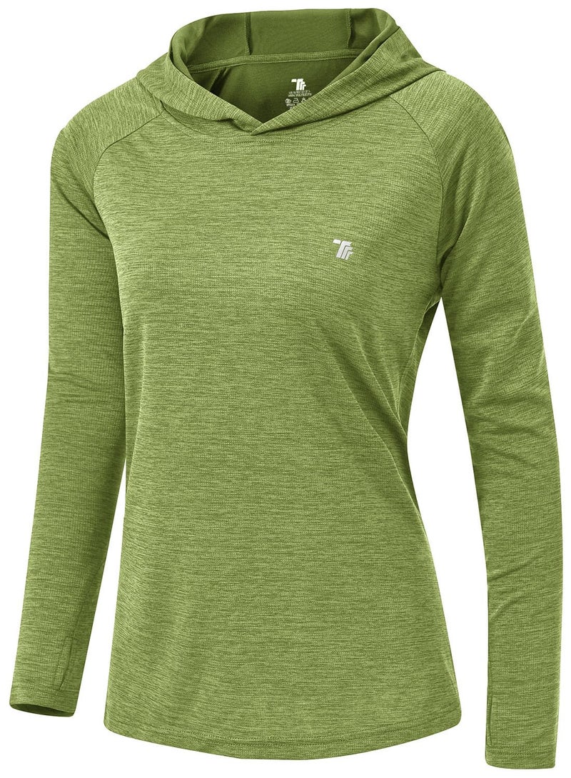 TBMPOY Womens UPF 50+ Sun Protection Hoodie Shirt Long Sleeve Fishing Hiking Outdoor UV Shirt Lightweight Fruit Green M - Image 1