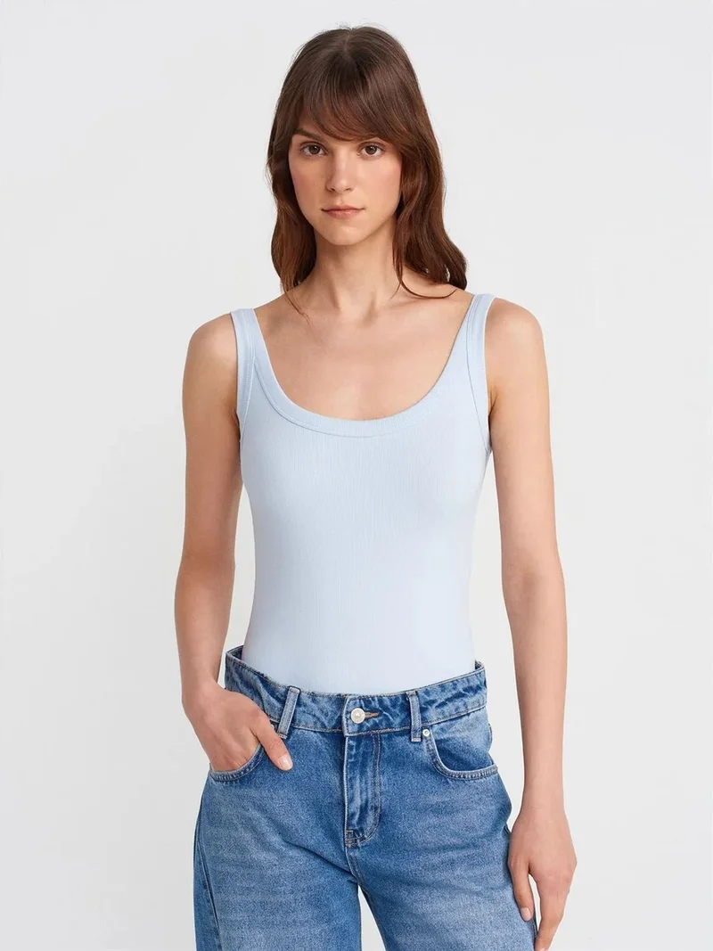 ديلفين Dilvin Sleeveless Ribbed Cotton-blend Bodysuit
