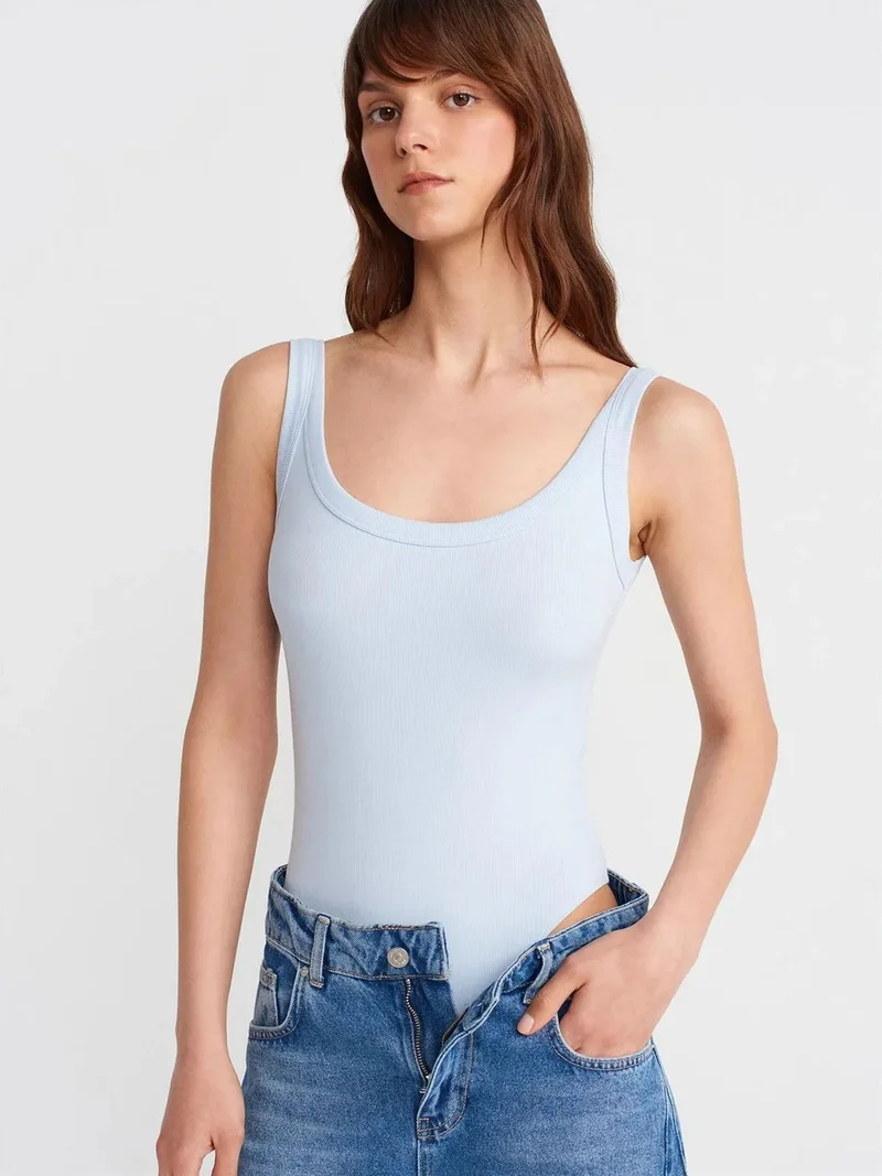 ديلفين Dilvin Sleeveless Ribbed Cotton-blend Bodysuit