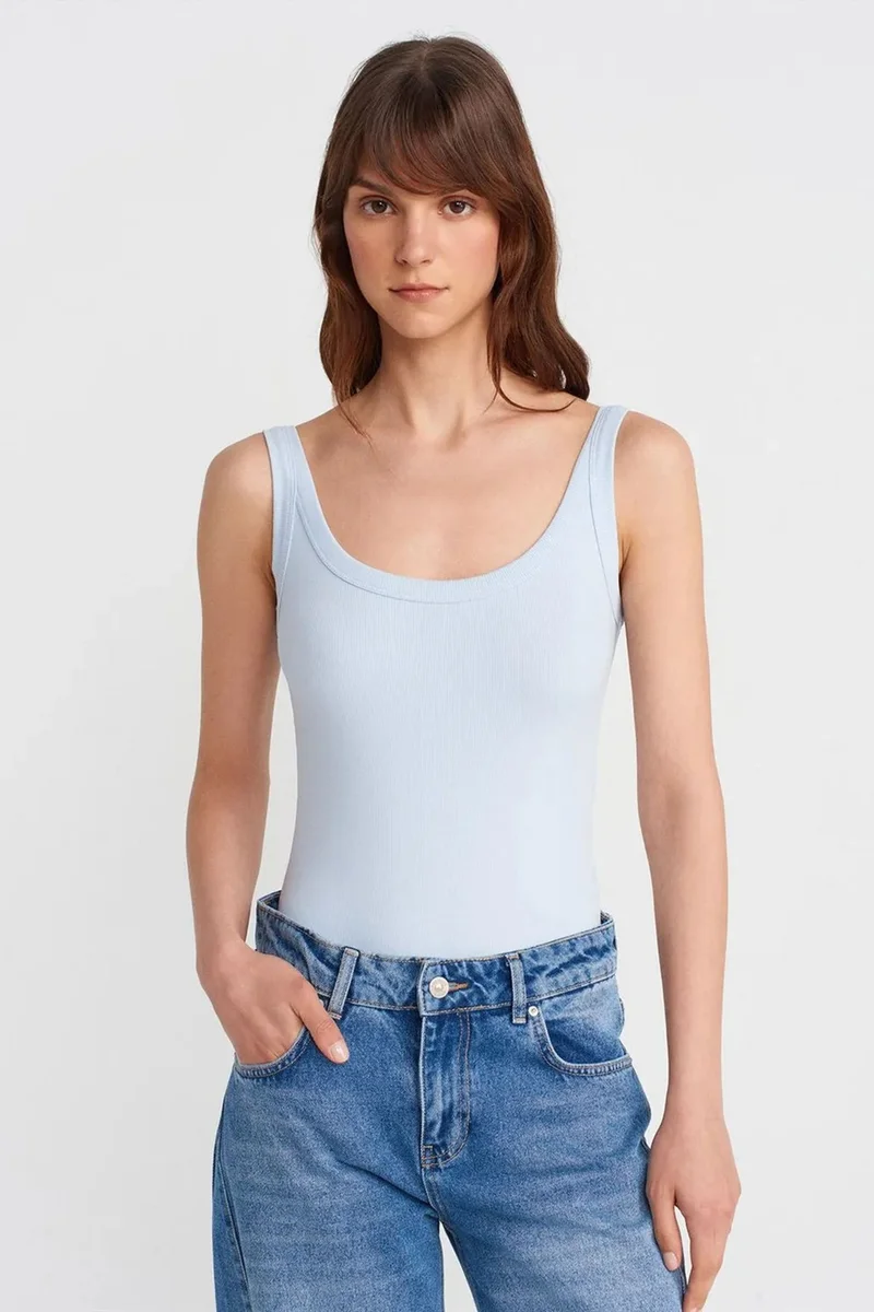 DILVIN Sleeveless Ribbed Cotton-blend Bodysuit