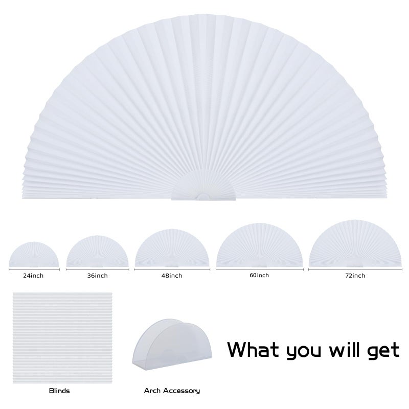 Maritown Arch Window Shade Blackout Cellular Shades Half Circle Moon Window Covering No Drill Honeycomb Cordless Blinds for Indoor Window Room Darkening Easy Install Light Blocking Blinds (1, White, 36x18inch) - Image 4