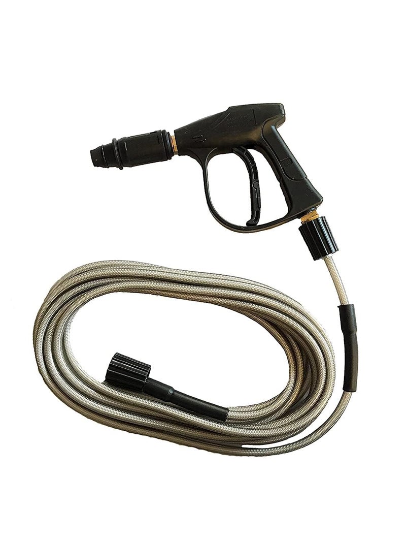 8m Car Washing hose Pipe (size M22 connector) with High Pressure Washer Spray Gun with Adjustable Nosel (Black) compatible with JPT, StarQ, Ballorex, Vantro, Btali, Gaocheng, Aimex Car washers