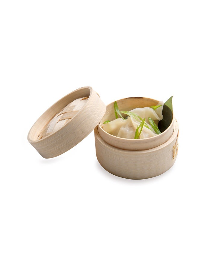 Restaurantware 2 Ounce Mini Bamboo Steamers, 100 Bamboo Dim Sum Steamers - Premium With Lid, Natural Bamboo Dumpling Steamers Bamboo, Mini, For Parties Or Catering  - Image 2