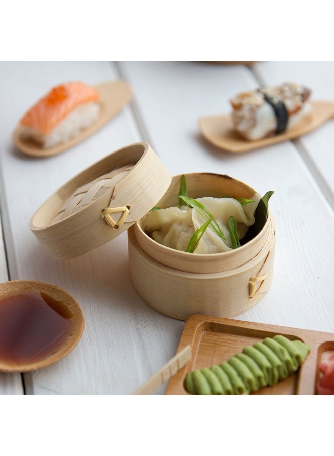 Restaurantware 2 Ounce Mini Bamboo Steamers, 100 Bamboo Dim Sum Steamers - Premium With Lid, Natural Bamboo Dumpling Steamers Bamboo, Mini, For Parties Or Catering  - Image 3