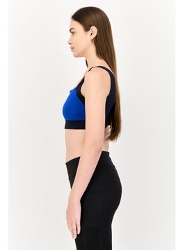 TOMMY SPORT Women Brand Logo Non Padded Sports Bra, Blue  - Image 2