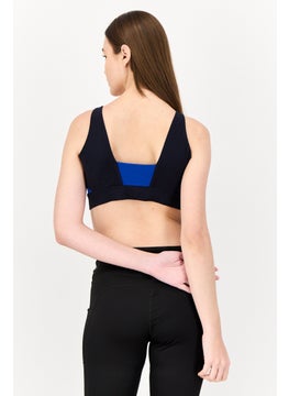 TOMMY SPORT Women Brand Logo Non Padded Sports Bra, Blue  - Image 3