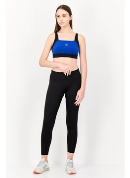 TOMMY SPORT Women Brand Logo Non Padded Sports Bra, Blue  - Image 4