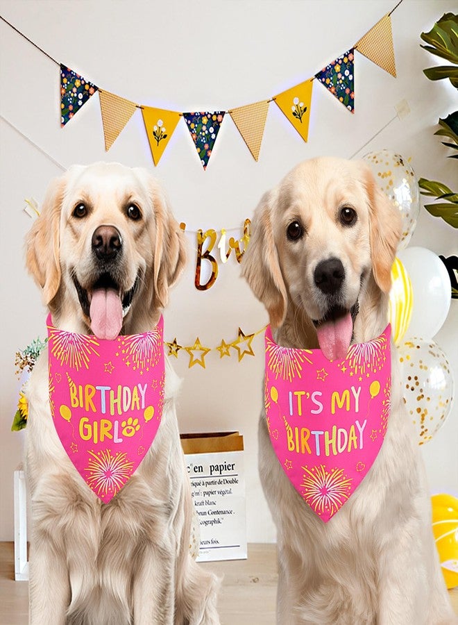 Agroon Dog Birthday Bandana Girl Pink Large 1PCS, Durable Triangle Reversible Scarf Bibs Handkerchief for Puppy Pet - Image 4