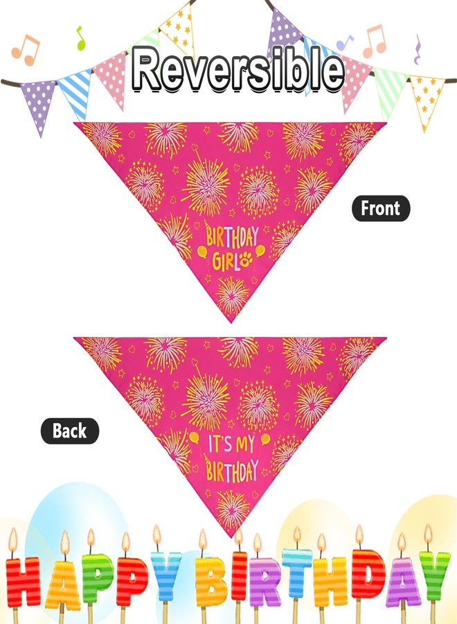 Agroon Dog Birthday Bandana Girl Pink Large 1PCS, Durable Triangle Reversible Scarf Bibs Handkerchief for Puppy Pet - Image 5