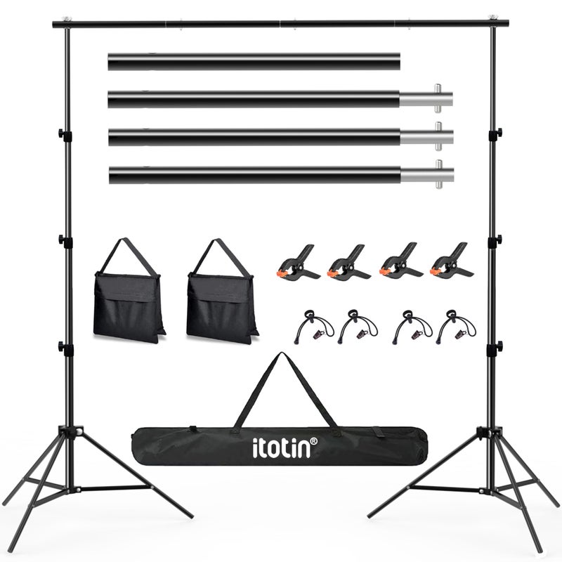 Photo Backdrop Stand 9ft x 10ft Photograhy Adjustable Background Stands Support Kit with Carry Bag for Photo Studio Photoshoot Parties Photographic Equipments