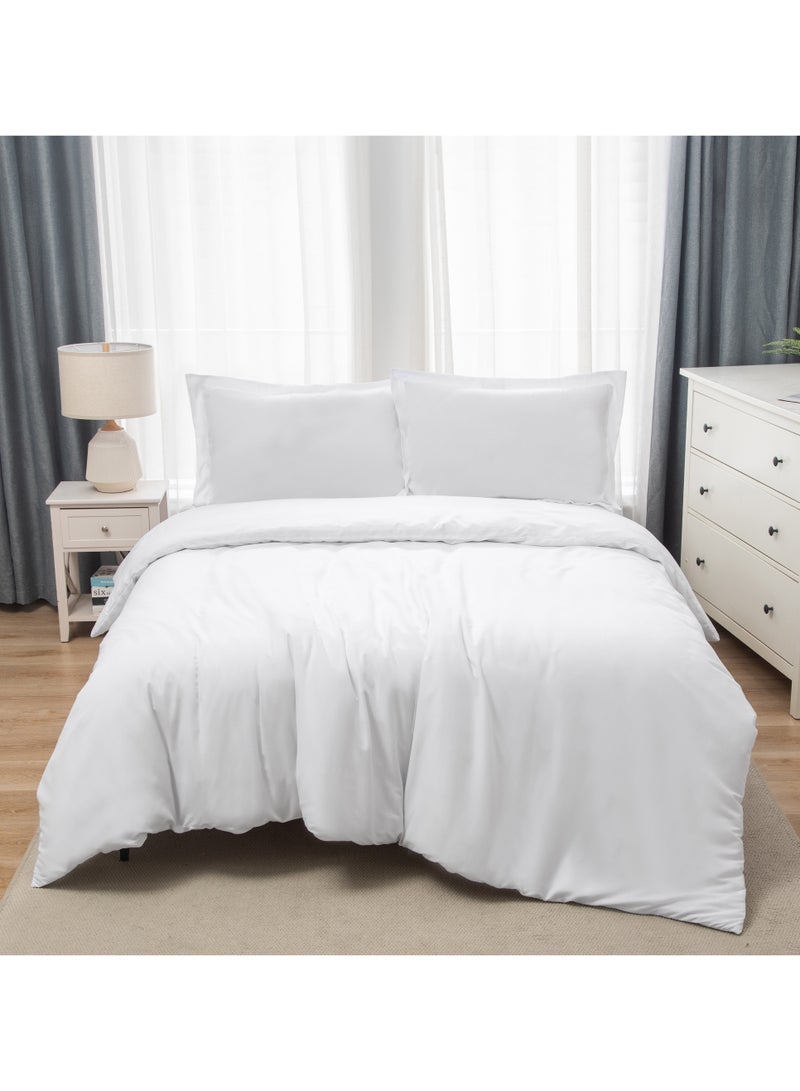 Panax Bedding Duvet Cover King Size Set- 1PC Duvet Cover 260x220CM / 2PC-Pillow Shams 50x90CM (White, King) - Image 1