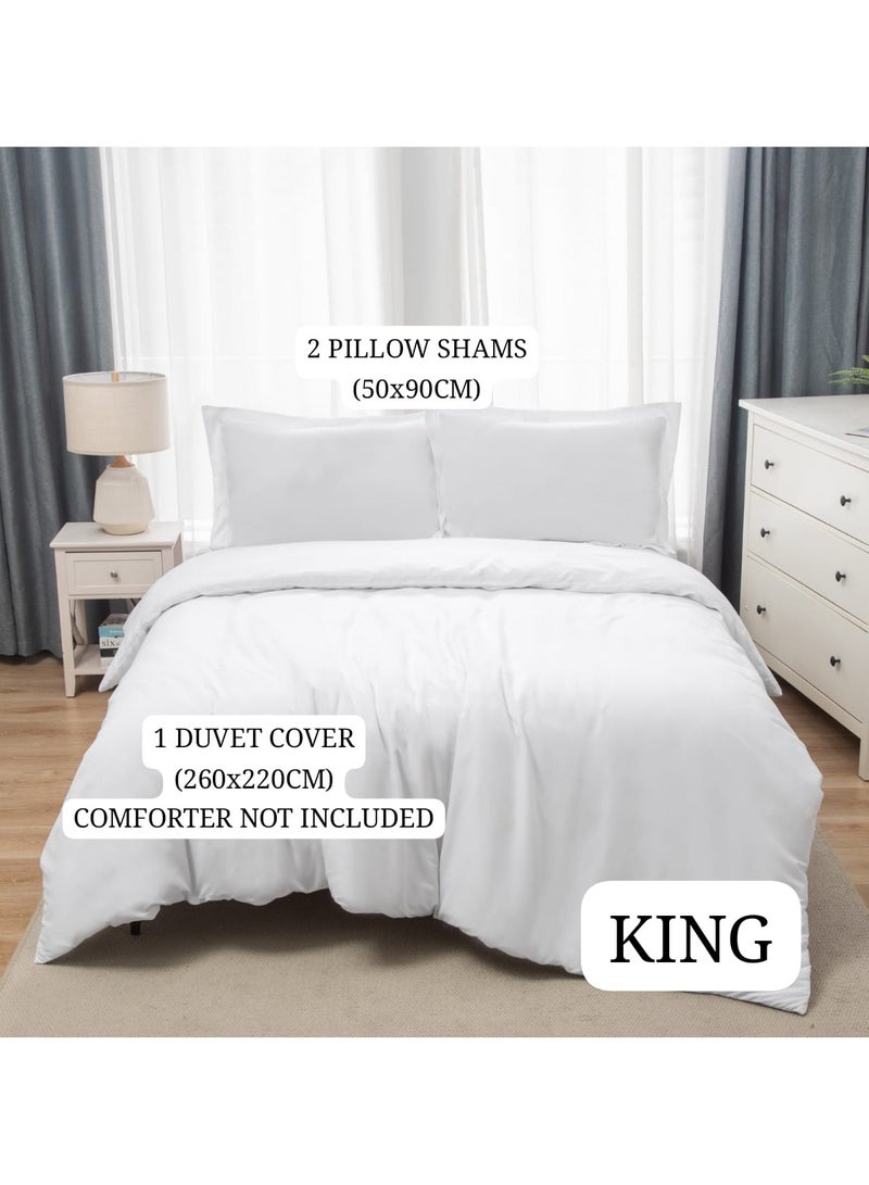 Panax Bedding Duvet Cover King Size Set- 1PC Duvet Cover 260x220CM / 2PC-Pillow Shams 50x90CM (White, King) - Image 3