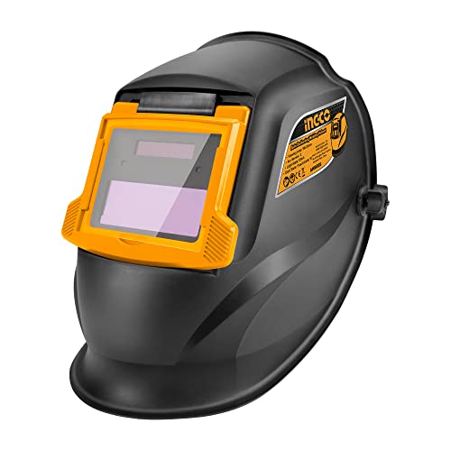 INGCO Auto Darkening Welding Helmet, Solar Powered Welding Mask, 90×35mm | 2 Arc Sensor | 1/5000s Switching time | DIN 16 UV/IR Protection Welding Hood for Welding, Grinding, Cutting and so on - Image 1