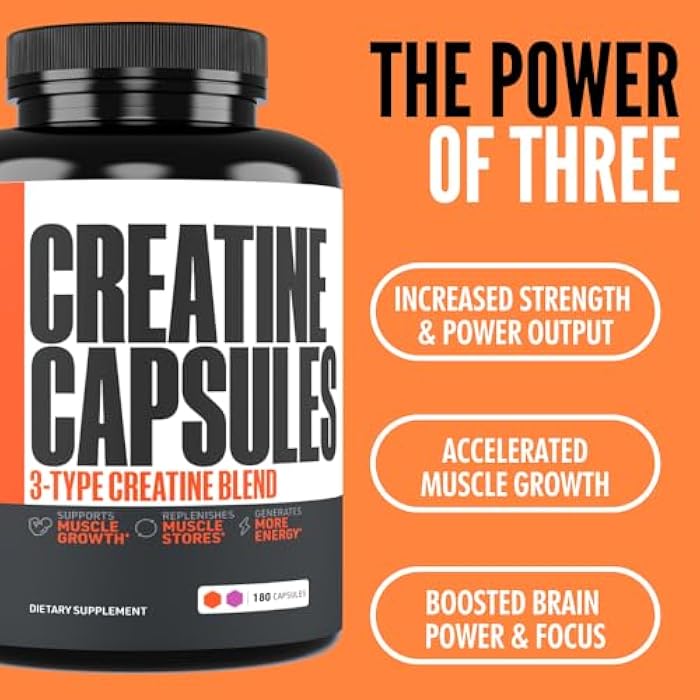 Crazy Muscle Creatine Capsules, 5g Premium 3X ThreeAtine Pre Workout Bulk Muscle Mass Gainer, High Absorption Easy to Take Creatine Monohydrate Pills Alternative Optimum Performance for Men Women, 180 Capsules - Image 5
