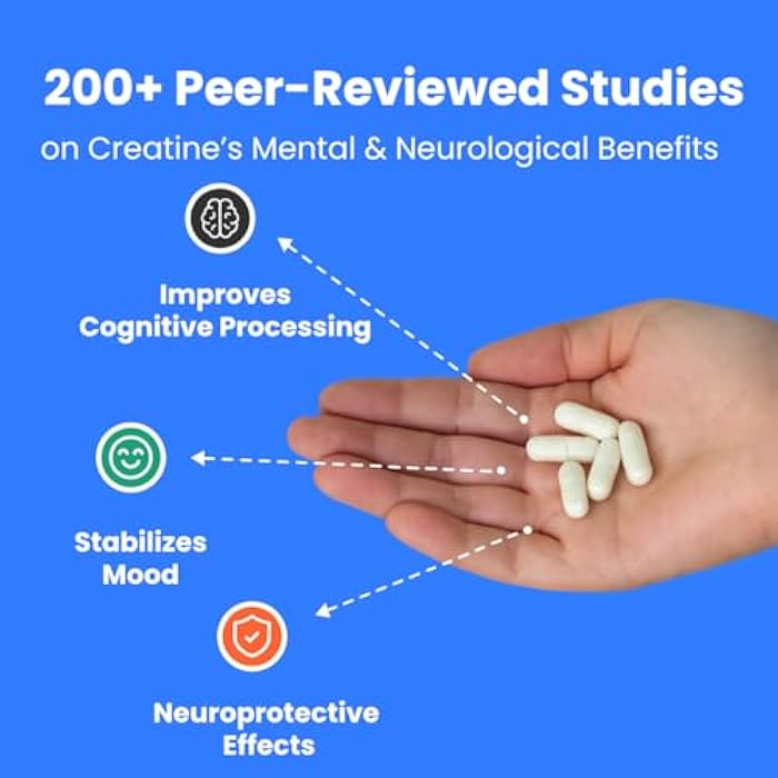 Crazy Muscle Creatine Capsules, 5g Premium 3X ThreeAtine Pre Workout Bulk Muscle Mass Gainer, High Absorption Easy to Take Creatine Monohydrate Pills Alternative Optimum Performance for Men Women, 180 Capsules - Image 4