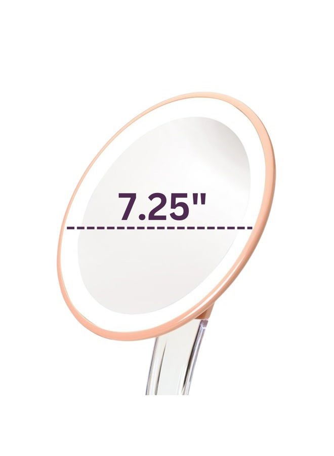 Jerdon Lighted Tabletop Makeup Mirror - Makeup Mirror with 5X Magnification in Rose Gold Finish - 7.25-inch Round Vanity Mirror - Model JS725RL - Image 3