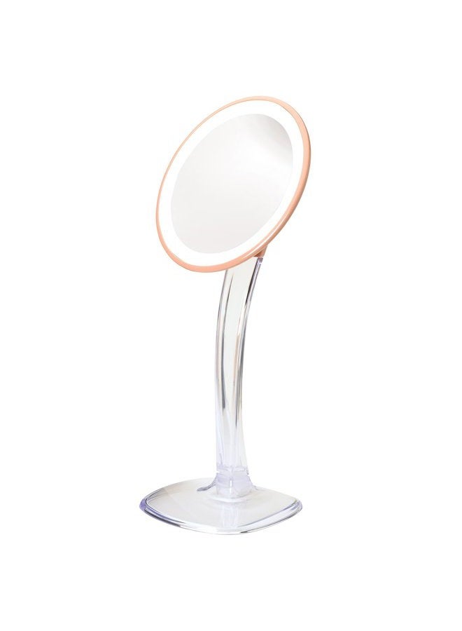 Jerdon Lighted Tabletop Makeup Mirror - Makeup Mirror with 5X Magnification in Rose Gold Finish - 7.25-inch Round Vanity Mirror - Model JS725RL - Image 1