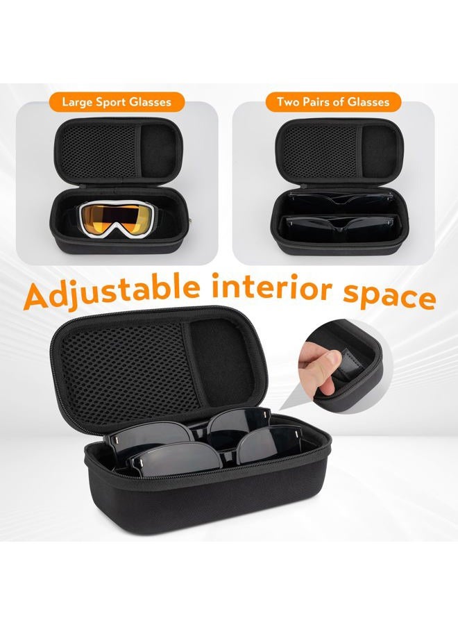 Fonwill Double Eyeglasses Case, Hard Shell Dual Glasses Case Travel Sunglasses Organizer for Men Women, Black, S - Image 2