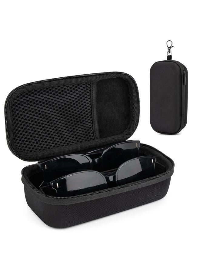 Fonwill Double Eyeglasses Case, Hard Shell Dual Glasses Case Travel Sunglasses Organizer for Men Women, Black, S - Image 1