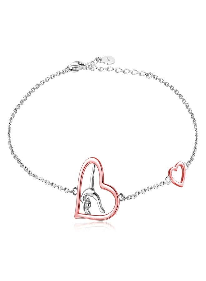 Sariel Gymnastics Bracelet Gymnast Jewelry Gift 925 Sterling Silver Gymnastics Bangle Team USA Gymnastic Hand Chain Sport for Women Birthday (Rose gold) - Image 1