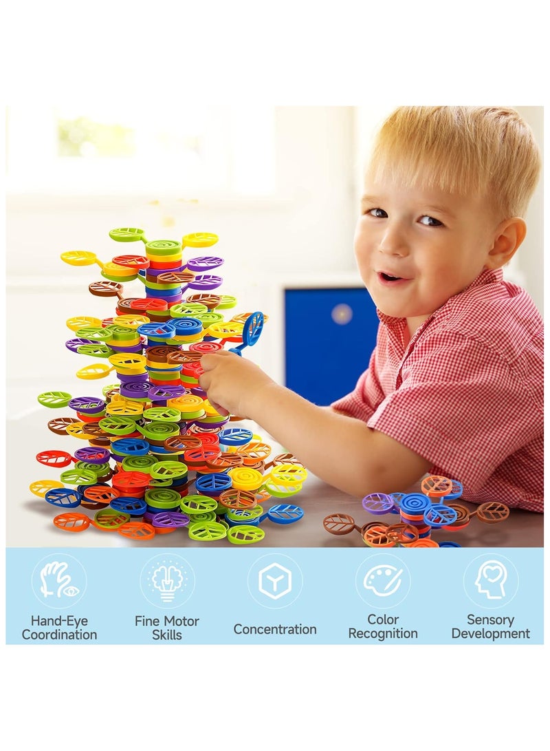 120 PCS Stackable Rainbow Tree Toy,Balance Game Building Stack Flower Tree Blocks Stacking Toys,with Storage Box, Kids Educational Montessori Toys - Image 2
