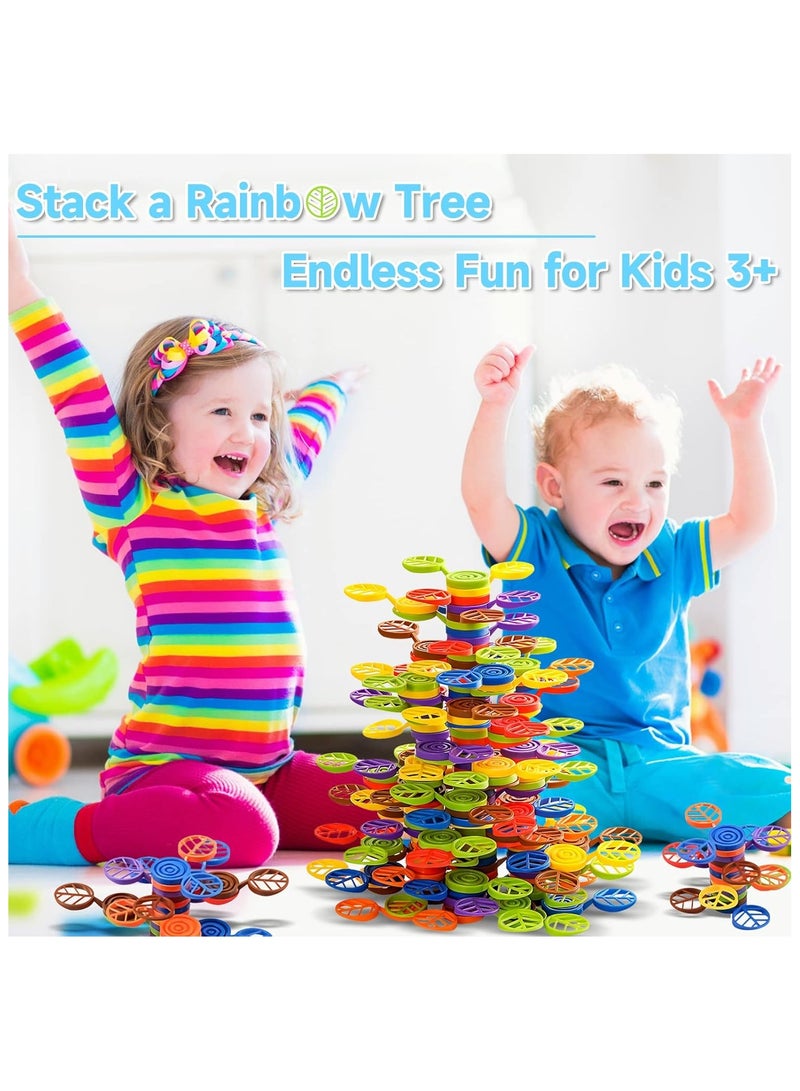 120 PCS Stackable Rainbow Tree Toy,Balance Game Building Stack Flower Tree Blocks Stacking Toys,with Storage Box, Kids Educational Montessori Toys - Image 3