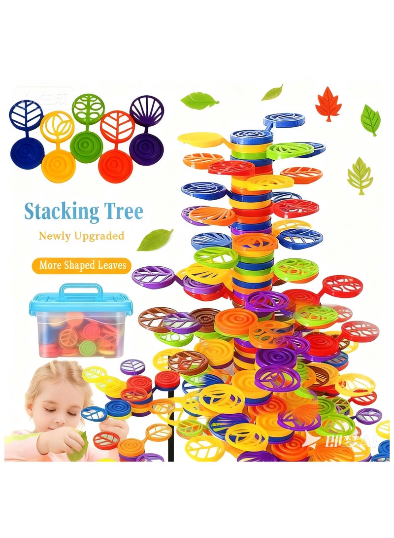 120 PCS Stackable Rainbow Tree Toy,Balance Game Building Stack Flower Tree Blocks Stacking Toys,with Storage Box, Kids Educational Montessori Toys - Image 1