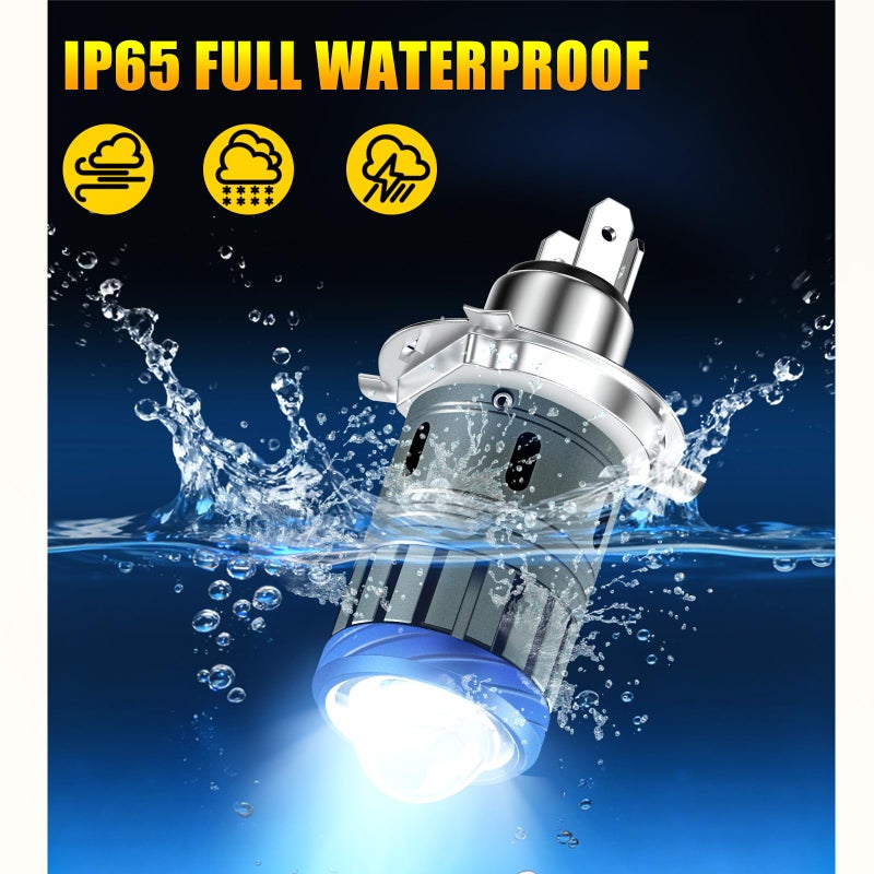 Suacopzar 2PCS Universal H4/9003 Led Headlight Bulbs, 300% Brighter, 6000K White Motorcycle Bulbs, Plug and Play, WaterProof Design, H4 LED Motorcycle Light Bulb Hi/Lo Beam Fit for Most Motorcycles - Image 3