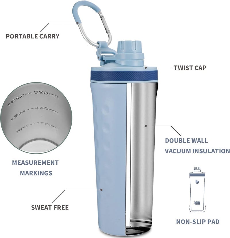 BOTTLE BOTTLE 26oz Insulated Shaker Bottle with Wire Whisk - Blue - Image 2
