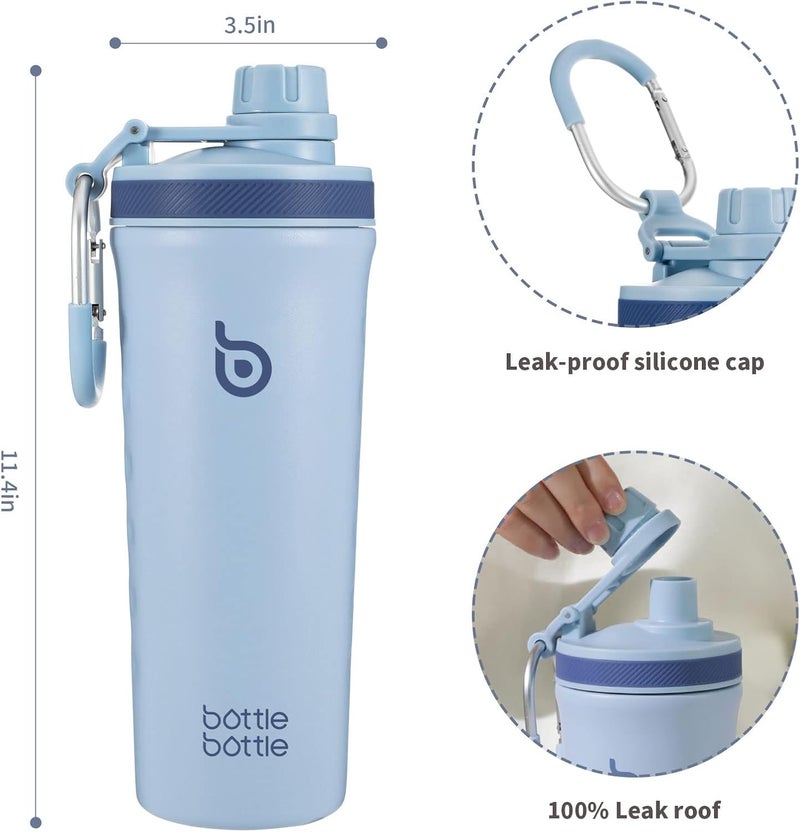 BOTTLE BOTTLE 26oz Insulated Shaker Bottle with Wire Whisk - Blue - Image 3