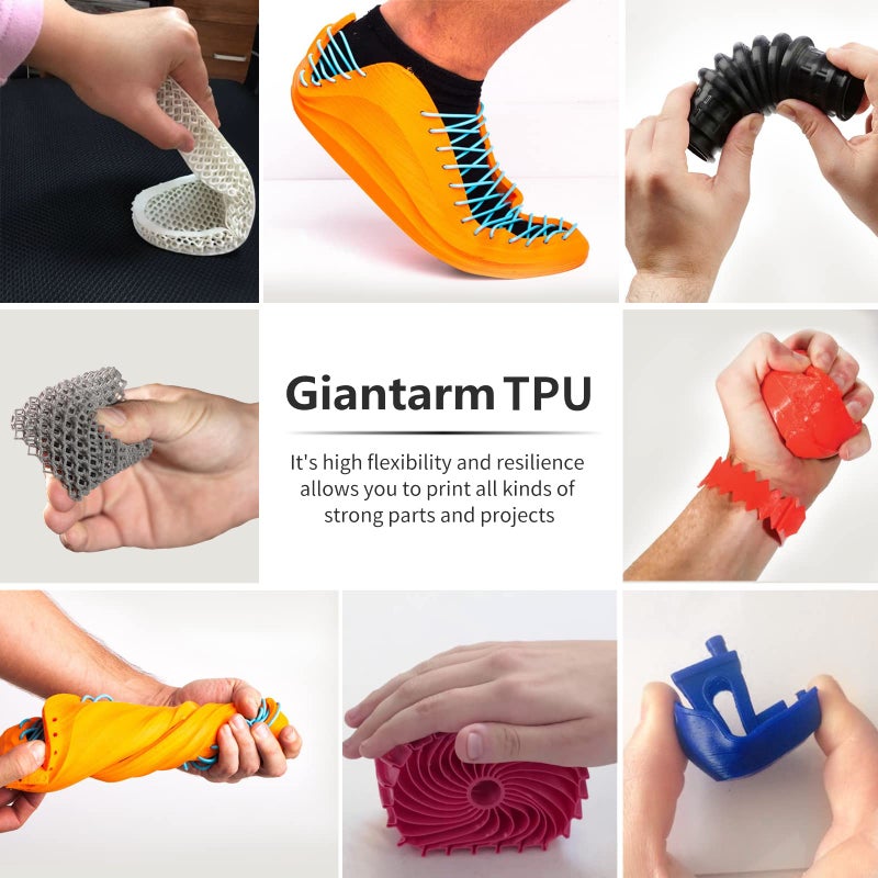 GIANTARM TPU Filament 1.75mm Flexible Soft 3D Printer Consumables Blue,95A 1kg Spool (2.2 lbs.), Dimensional Accuracy +/- 0.05 mm - Image 3