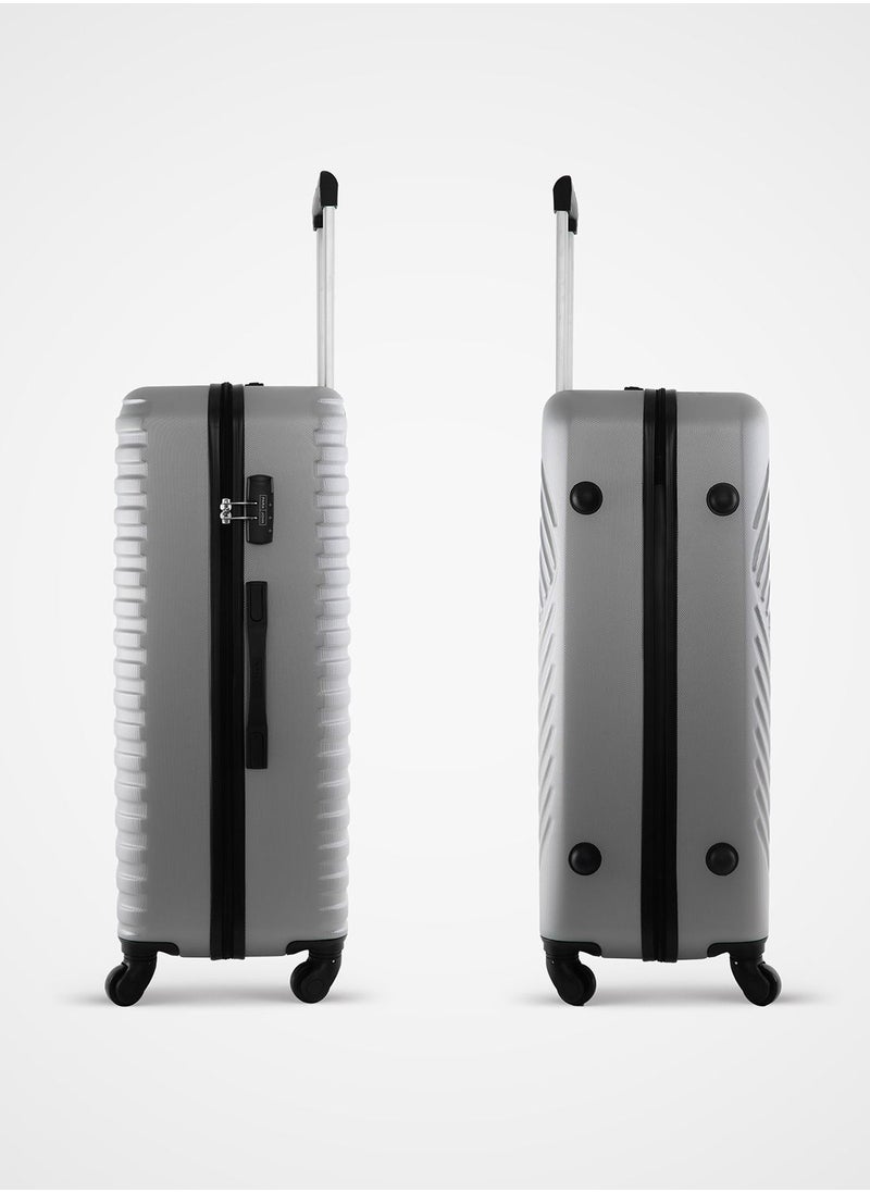PARAJOHN - Sparkle Cabin Size ABS Hardside Spinner Luggage Trolley 20 Inch Silver - Image 1