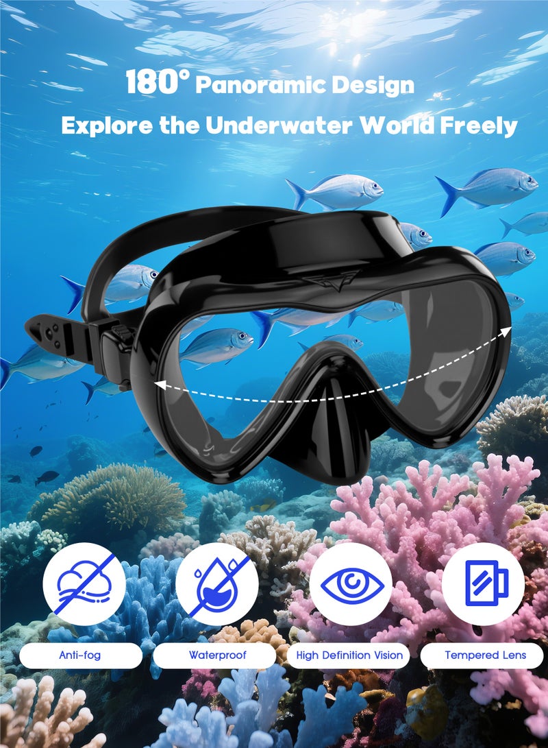 نكومي قناع غطس وغطس بانورامي عالي الدقة، نظارات غطس مضادة للضباب، قناع غطس من الزجاج المقوى للبالغين والمراهقين، مناسب للغطس والغطس والسباحة - Image 2