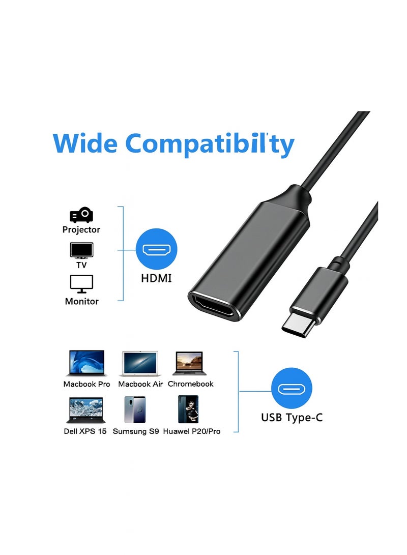 USB Type-C to HDMI Adapter, 4K@30Hz Video Converter for MacBook, Laptop, Smartphone & Tablet - Image 3