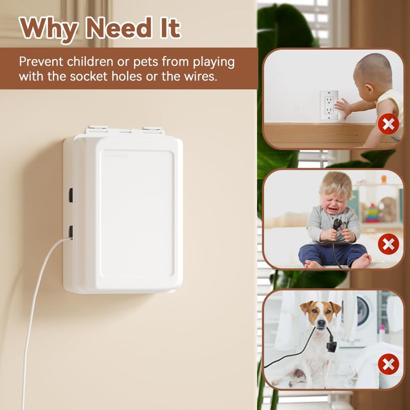 Eudemon Mom's Choice Gold Awards Winner - 1 Pack Updated Baby Safety Electrical Outlet Cover Box Childproof Plug Cover - More Space for Large Plugs Easy to Install & Use (White) - Image 2