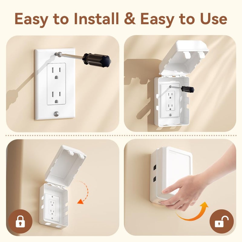 Eudemon Mom's Choice Gold Awards Winner - 1 Pack Updated Baby Safety Electrical Outlet Cover Box Childproof Plug Cover - More Space for Large Plugs Easy to Install & Use (White) - Image 4