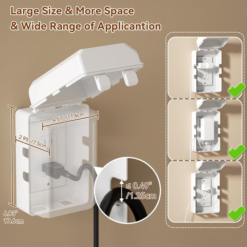 Eudemon Mom's Choice Gold Awards Winner - 1 Pack Updated Baby Safety Electrical Outlet Cover Box Childproof Plug Cover - More Space for Large Plugs Easy to Install & Use (White) - Image 3
