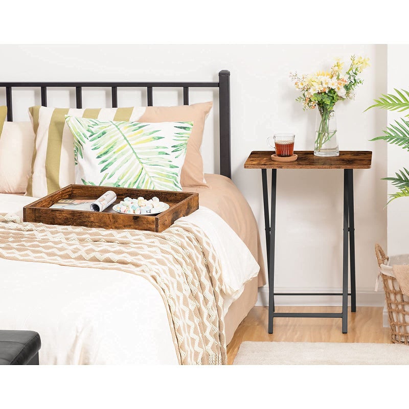 HOOBRO TV Tray Table, Folding Table with Removable Serving Tray, Stable TV Tray Snack Table for Small Space, Portable End Table, for Snacks and Meals in Living Room, Rustic Brown BF29BZ01 - Image 5