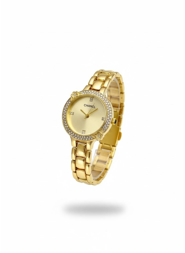Chanel Women’s Gold-Tone Stainless Steel Watch with Crystal Bezel