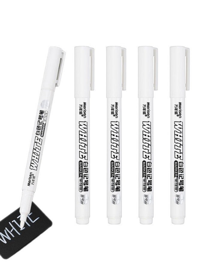 5 Pack White Marker, 1mm Extra Fine Tip White Paint Marker Permanent for Wood Rock, Plastic, Leather, Glass, Stone, Metal, Canvas, Ceramic, Fabric, Tire (White) - Image 2
