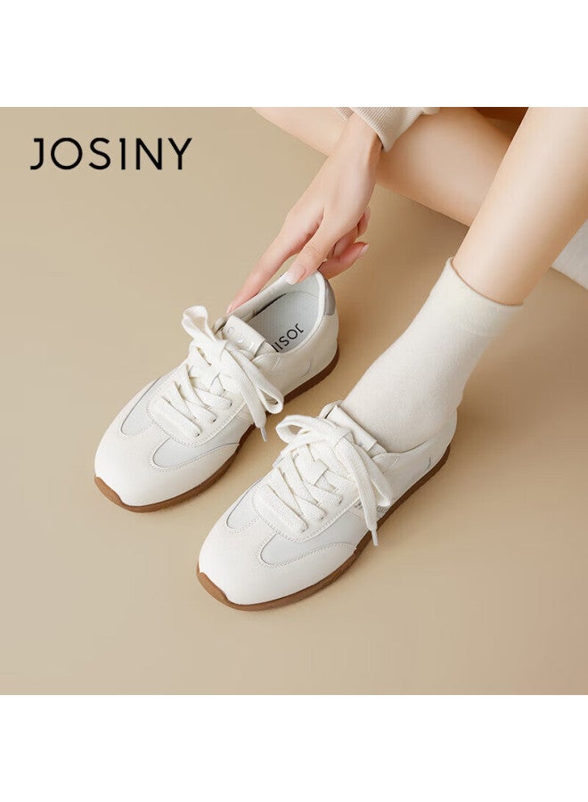 Josiny Zhuoshini Flat Casual Spring New Thin Sole White Soft Sole Sports Shoes Women's Sneakers Beige/silver 36 - Image 4