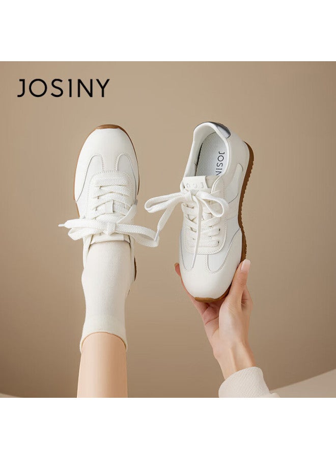 Josiny Zhuoshini Flat Casual Spring New Thin Sole White Soft Sole Sports Shoes Women's Sneakers Beige/silver 36 - Image 2