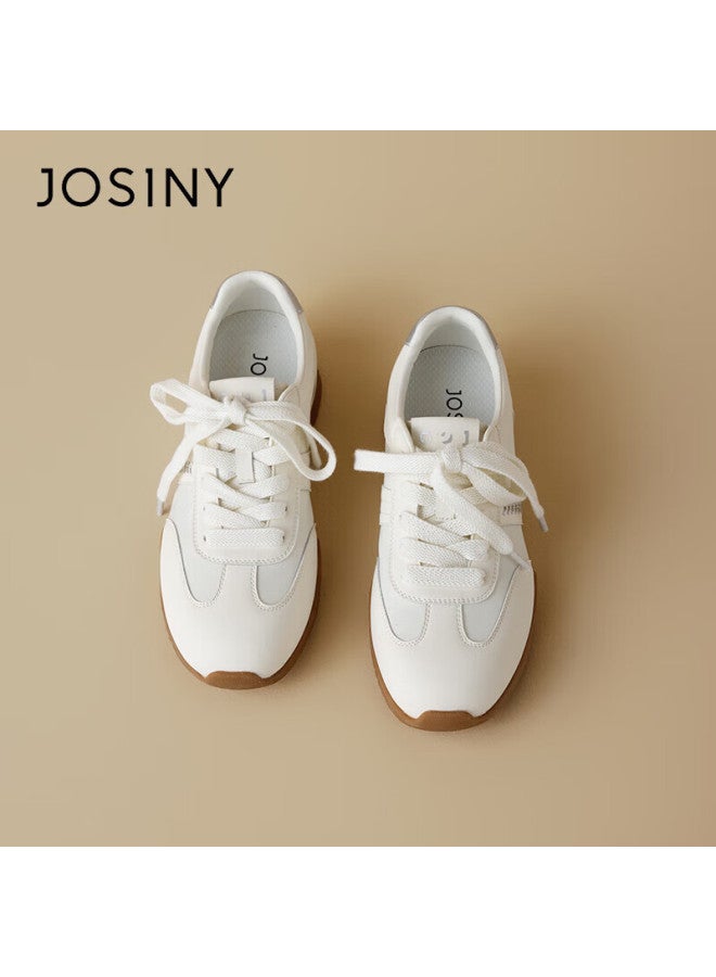 Josiny Zhuoshini Flat Casual Spring New Thin Sole White Soft Sole Sports Shoes Women's Sneakers Beige/silver 36 - Image 5